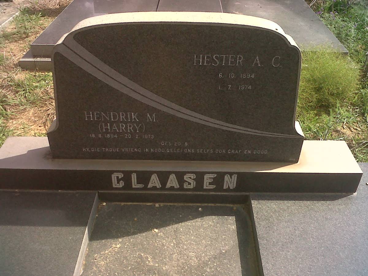 CLAASEN Hendrik M. 1894-1973 &amp; Hester A.C. 1894-1974