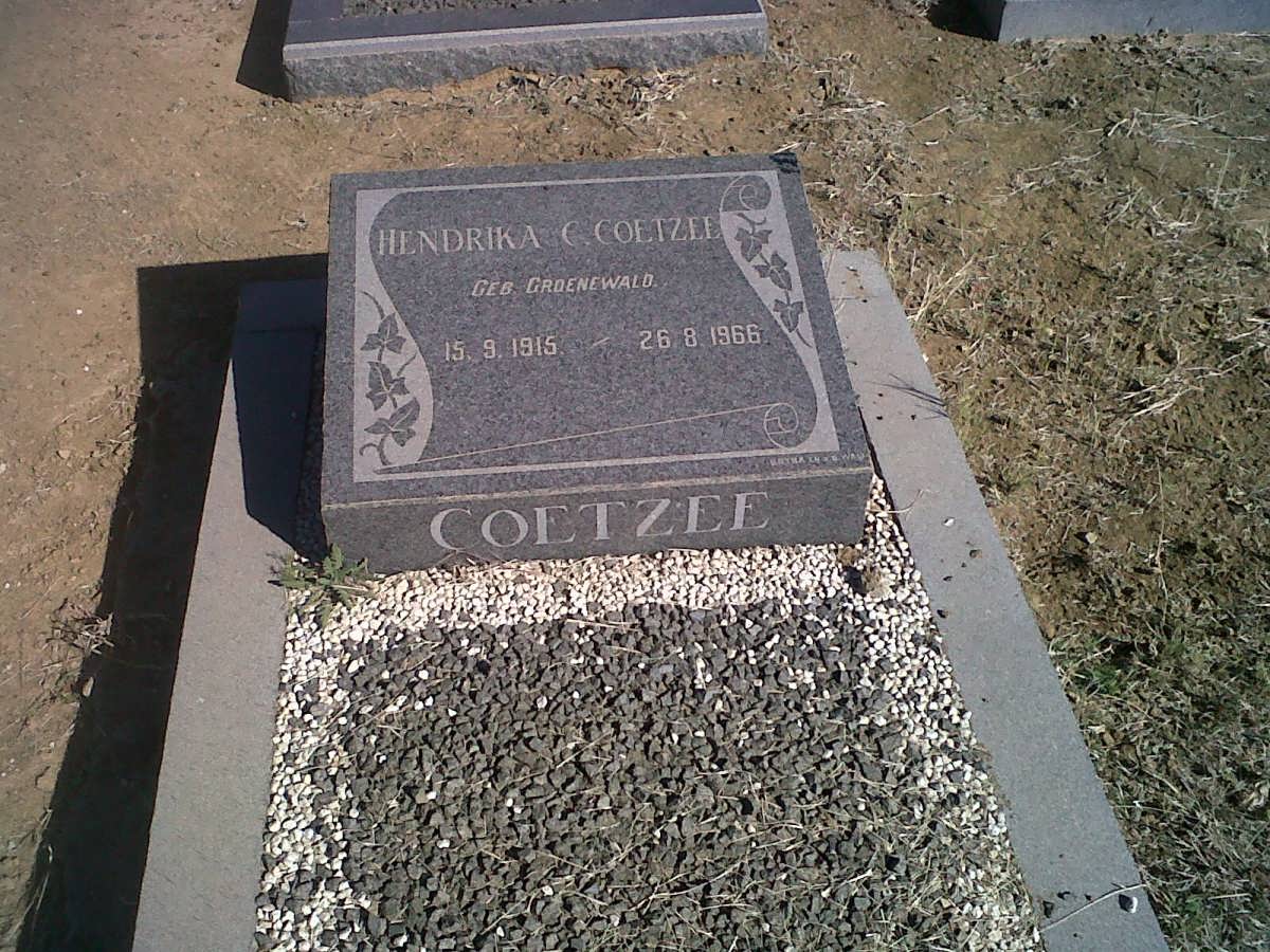 COETZEE Hendrika C. nee GROENEWALD 1915-1966