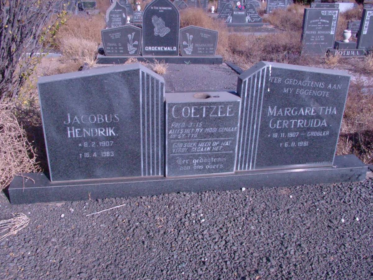 COETZEE Jacobus Hendrik 1907-1983 &amp; Margaretha Gertruida GROBLER 1907-1981