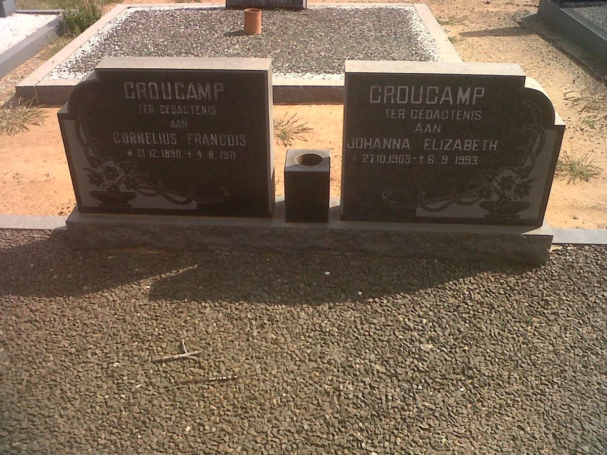 CROUCAMP Cornelius Francois 1890-1971 &amp; Johanna Elizabeth 1903-1993
