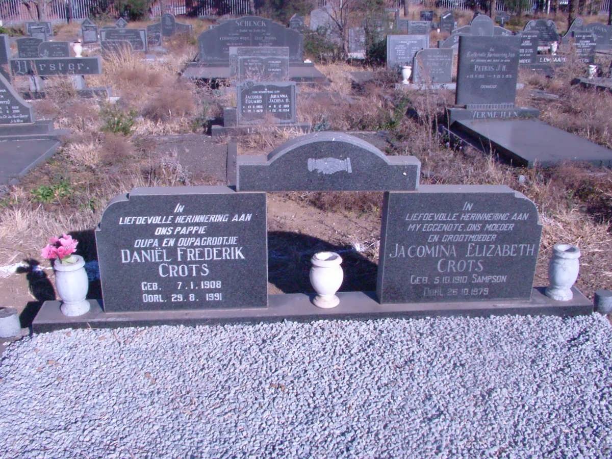 CROTS Daniel Frederik 1908-1991 &amp; Jacomina Elizabeth SAMPSON 1910-1979