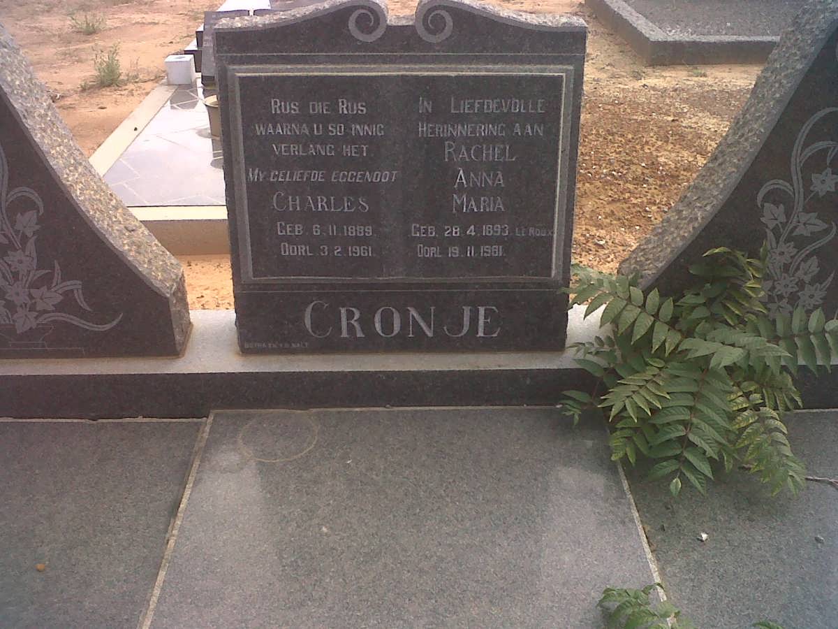CRONJE Charles 1889-1961 &amp; Rachel Anna Maria Le ROUX 1893-1981