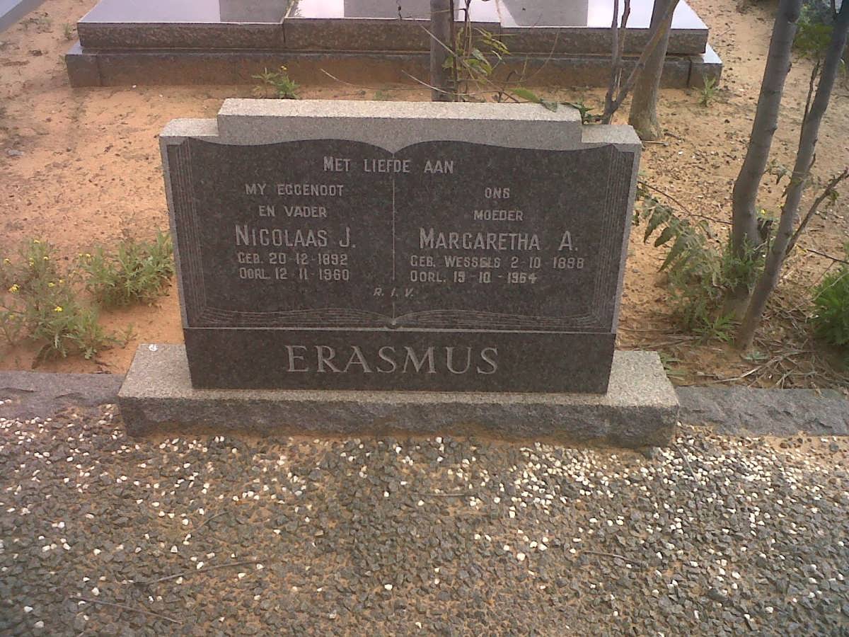 ERASMUS Nicolaas J. 1892-1960 &amp; Margaretha A. WESSELS 1898-1964
