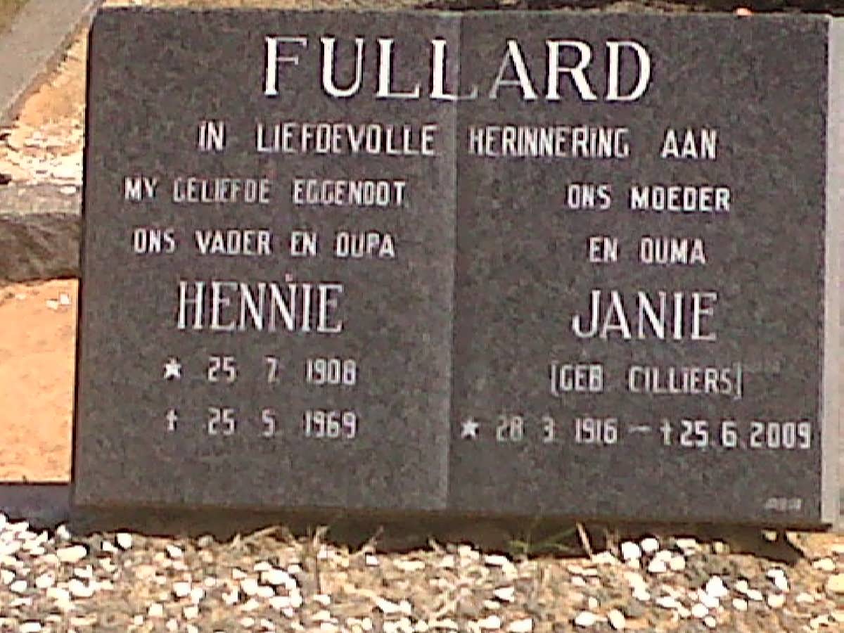 FULLARD Hennie 1908-1969 &amp; Janie CILLIERS 1916-2009
