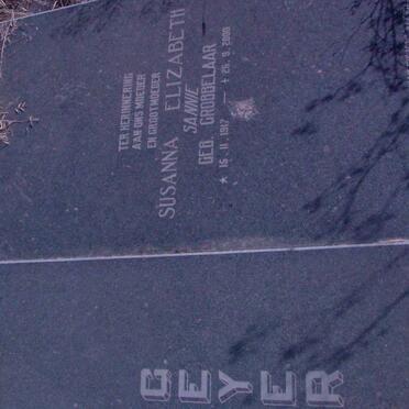 GEYER Susanna Elizabeth nee GROBBELAAR 1917-2000