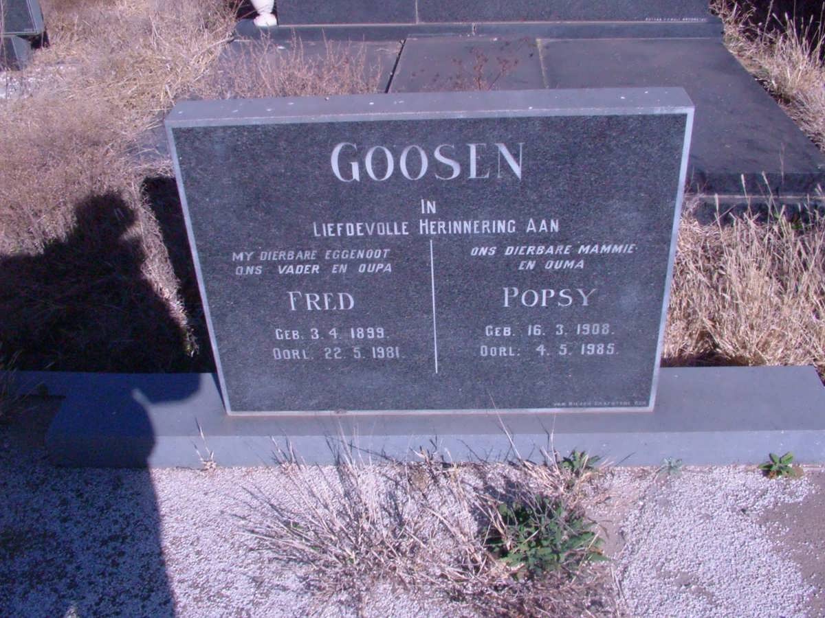 GOOSEN Fred 1899-1981 &amp; Popsy 1908-1985