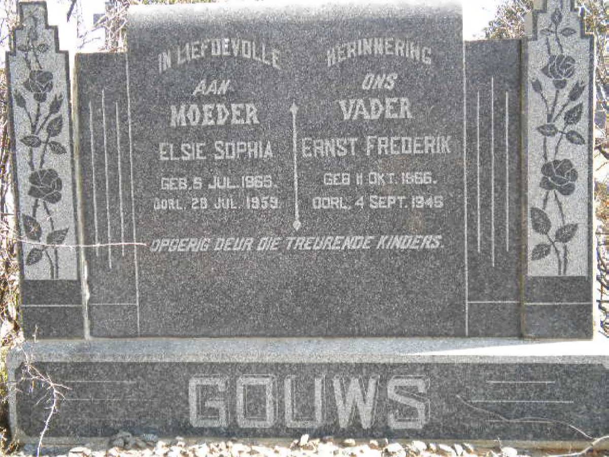 GOUWS Ernst Frederik 1866-1945 &amp; Elsie Sophia 1865-1959