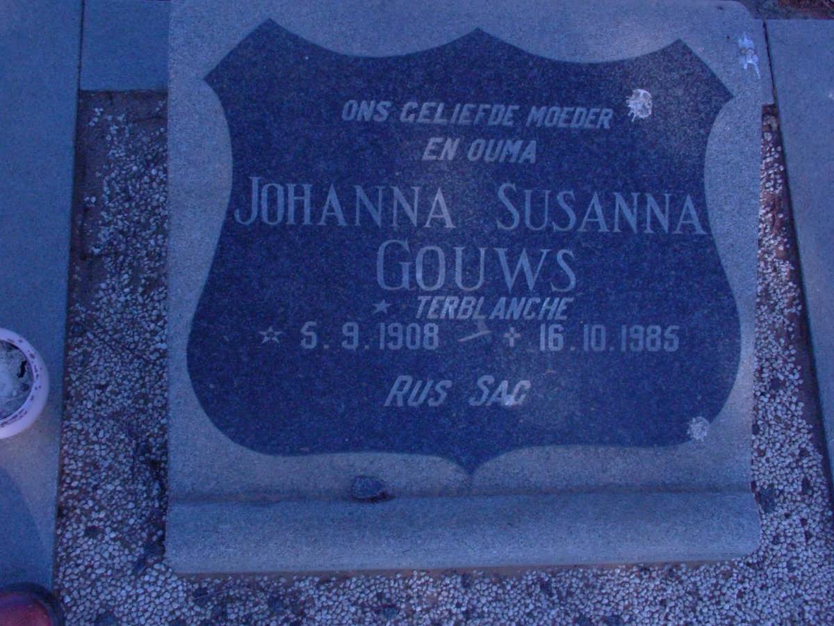 GOUWS Johanna Susanna nee TERBLANCHE 1908-1985