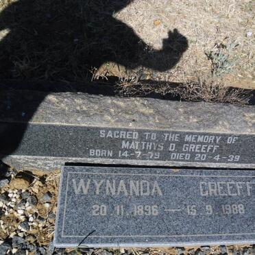 GREEFF Matthys D. 1879-1939 &amp; Wynanda 1896-1988