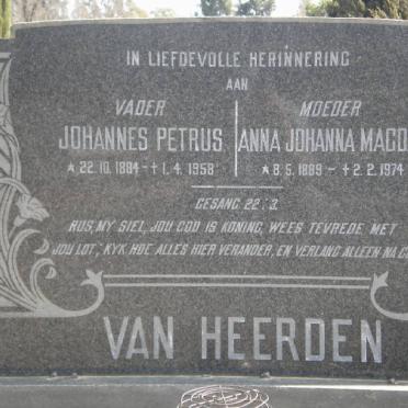 HEERDEN Johannes Petrus, van 1884-1958 &amp; Anna Johanna Magdalena 1889-1974