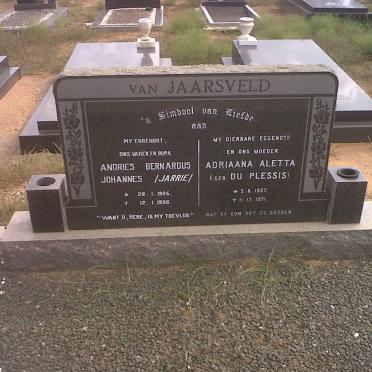 JAARSVELD Andries Bernardus Johannes, van 1925-1996 &amp; Adriaana Aletta DU PLESSIS 1927-1971