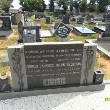 JOOSTE Thomas Saunders 1920-1972 &amp; Magdalena Susanna 1923-1985