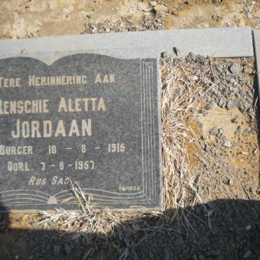 JORDAAN Renschie Aletta nee BURGER 1915-1957