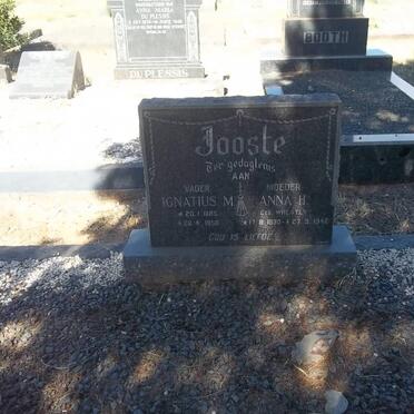 JOOSTE M. Ignatius 1885-1956 &amp; Anna H. WHEATLY 1890-1942