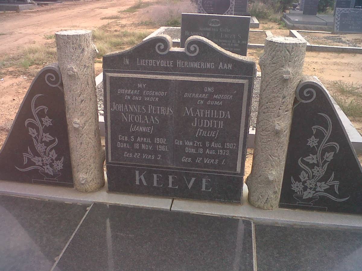 KEEVE Johannes Petrus Nicolaas 1902-1961 &amp; Mathilda Judith VAN ZYL 1907-1973