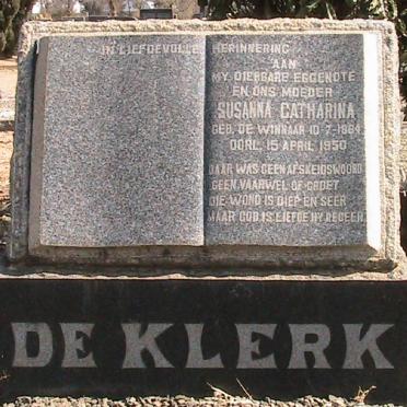KLERK Susanna Catharina, de nee DE WINNAAR 1884-1950