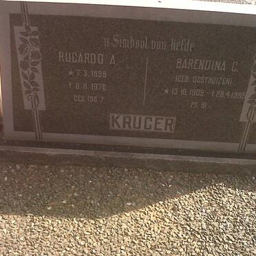 KRUGER Rucardo A. 1898-1970 &amp; Barendina C. OOSTHUIZEN 1909-1985