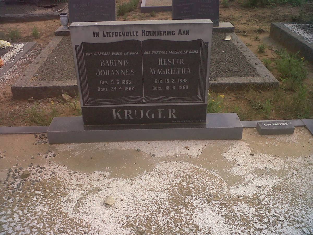 KRUGER Barend Johannes 1883-1962 &amp; Hester Magrietha 1892-1960