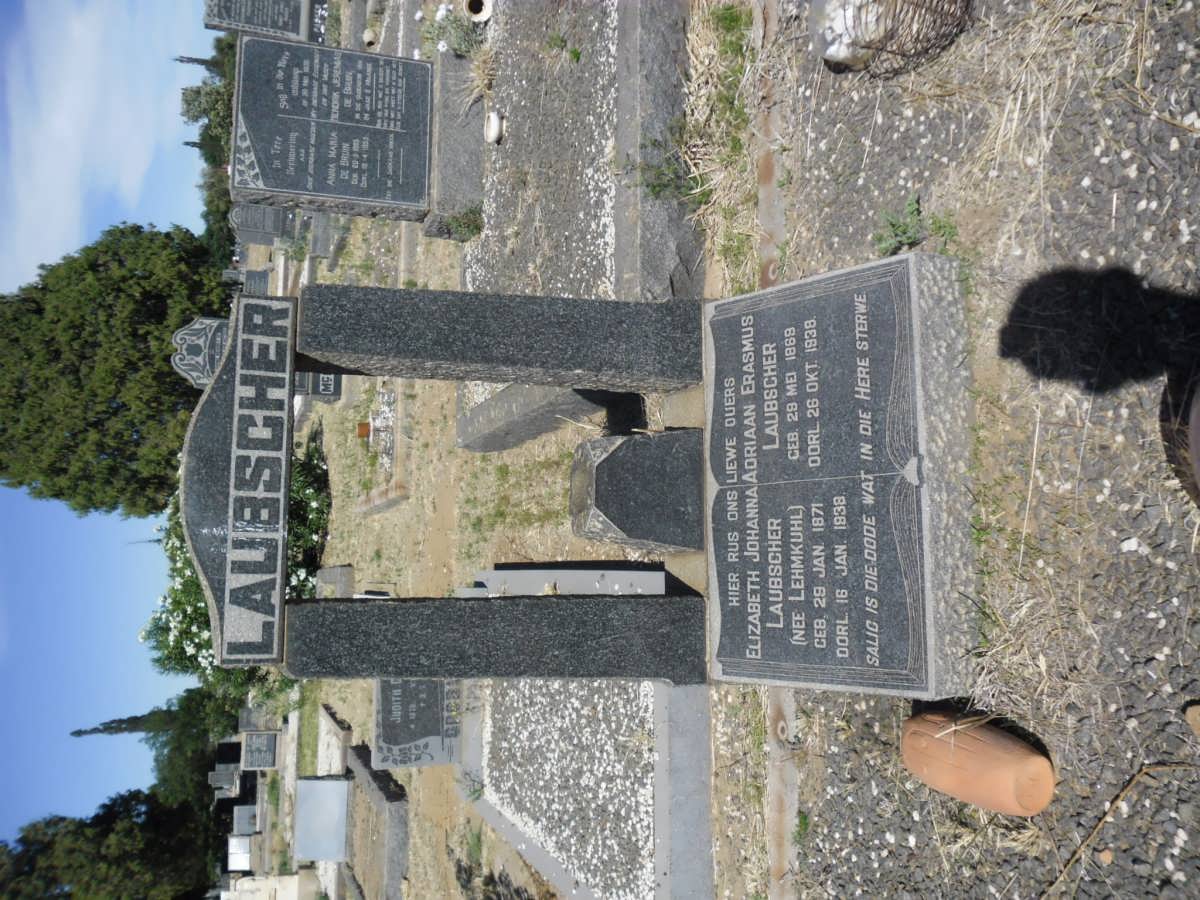 LAUBSCHER Adriaan Erasmus 1869-1938 &amp; Elizabeth Johanna LEHMKUHL 1871-1938