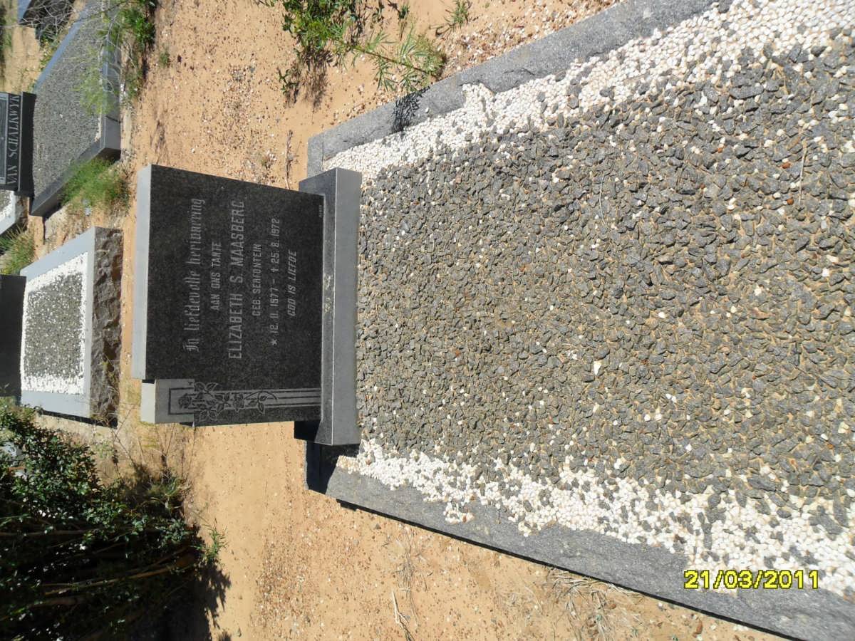 MAASBERG Elizabeth S. nee SERFONTEIN 1877-1972
