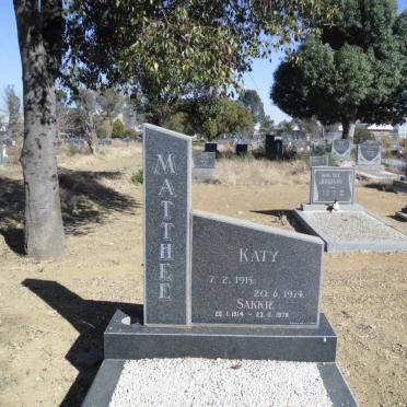 MATTHEE Sakkie 1914-1979 &amp; Katy 1915-1974