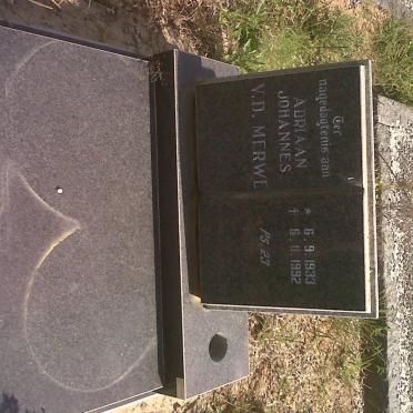MERWE Adriaan Johannes, v.d. 1933-1992