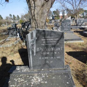 MERWE H.W., van der 1891-1983