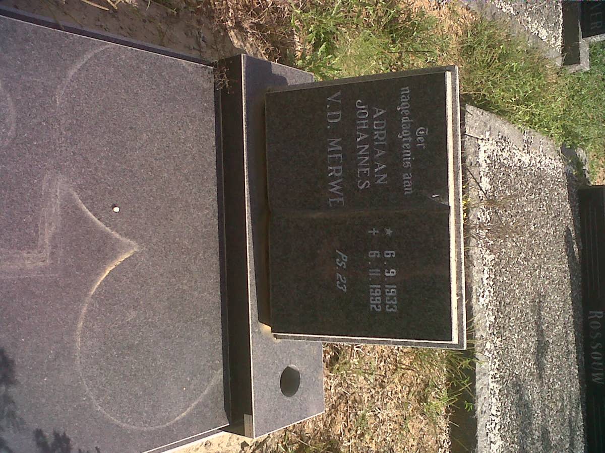 MERWE Adriaan Johannes, v.d. 1933-1992