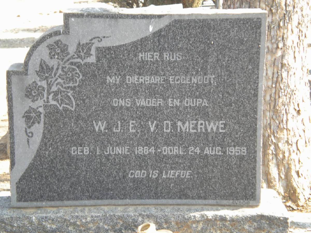 MERWE W.J.E. , v.d. 1884-1958