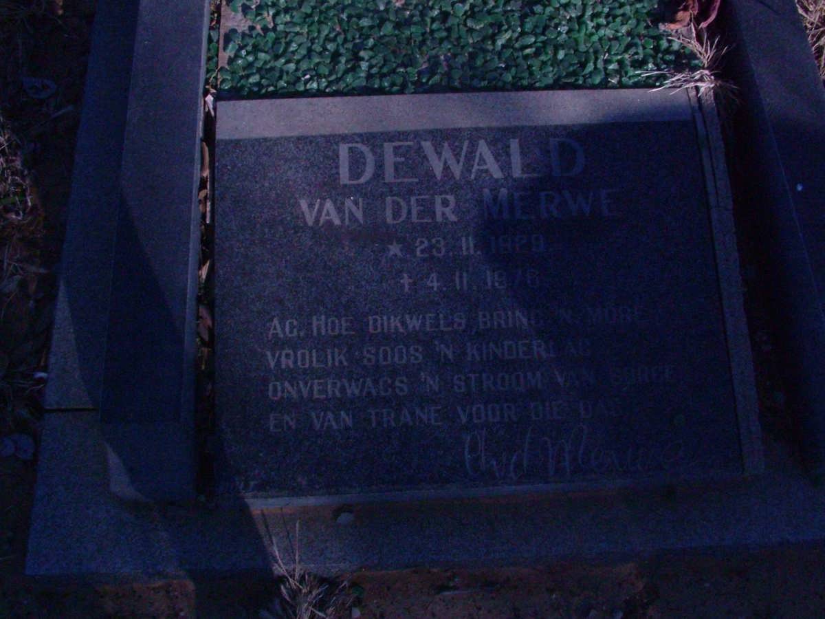 MERWE Dewald, van der 1929-1976