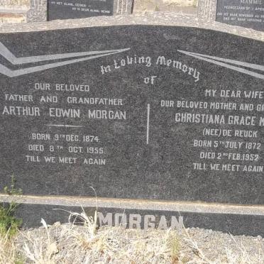 MORGAN Arthur Edwin 1874-1955 &amp; Christiana Grace DE REUCK 1872-1952