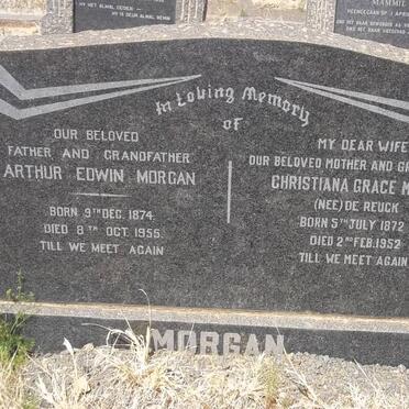 MORGAN Arthur Edwin 1874-1955 &amp; Christiana Grace DE REUCK 1872-1952