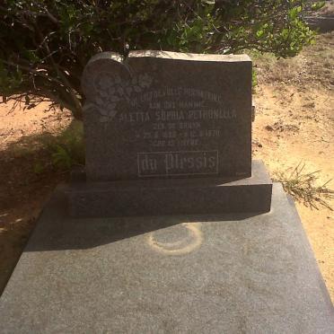 PLESSIS Aletta Sophia Petronella, du nee De BRUYN 1896-1970