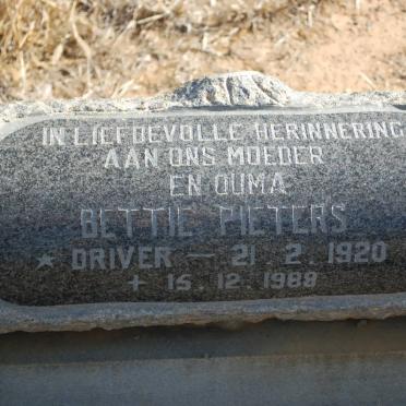 PIETERS Bettie nee DRIVER 1920-1988
