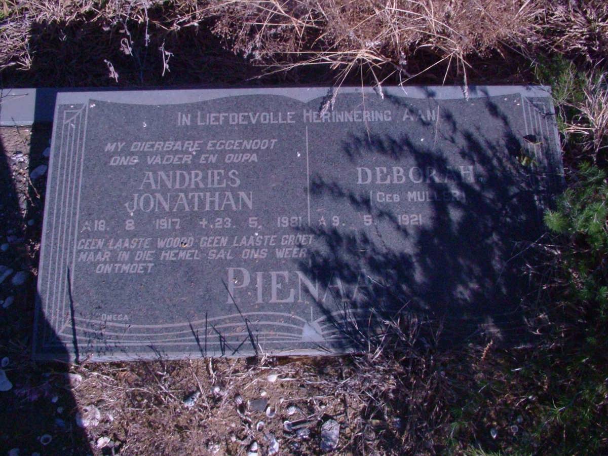 PIENAAR Andries Jonathan 1917-1981 &amp; Deborah MULLER 1921-