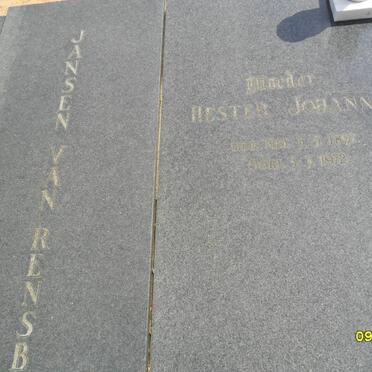 RENSBURG Johannes Frederick, Jansen van 1897-1971 &amp; Hester Johanna 1891-1972
