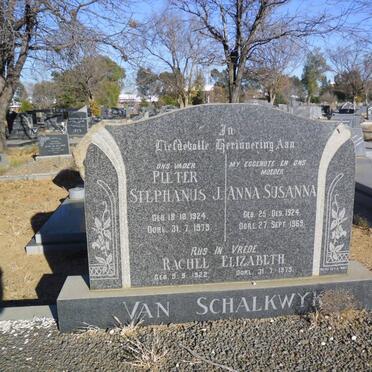 SCHALKWYK Pieter Stephanus J., van 1924-1975 &amp; Anna Susanna 1924-1969 :: VAN SCHALKWYK Rachel Elizabeth 1922-1975