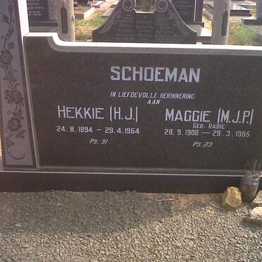 SCHOEMAN H.J. 1894-1964 &amp; M.J.P. RABIE 1908-1985