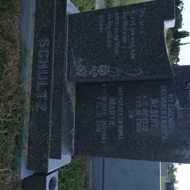 SCHULTZ Albert 1938-2005 &amp; Martie BOTHA 1939-2018