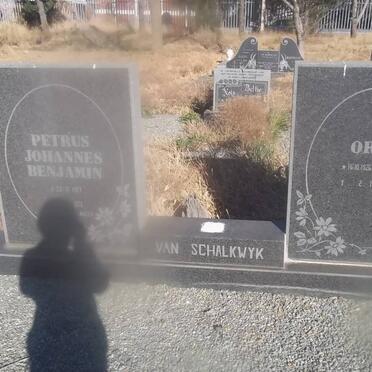 SCHALKWYK Petrus Johannes Benjamin, van 1927-1973 &amp; Orpa DE JAGER -2010