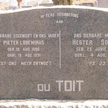 TOIT Pieter Lodewikus, du 1890-1951 &amp; Hester Sophia 1890-1969
