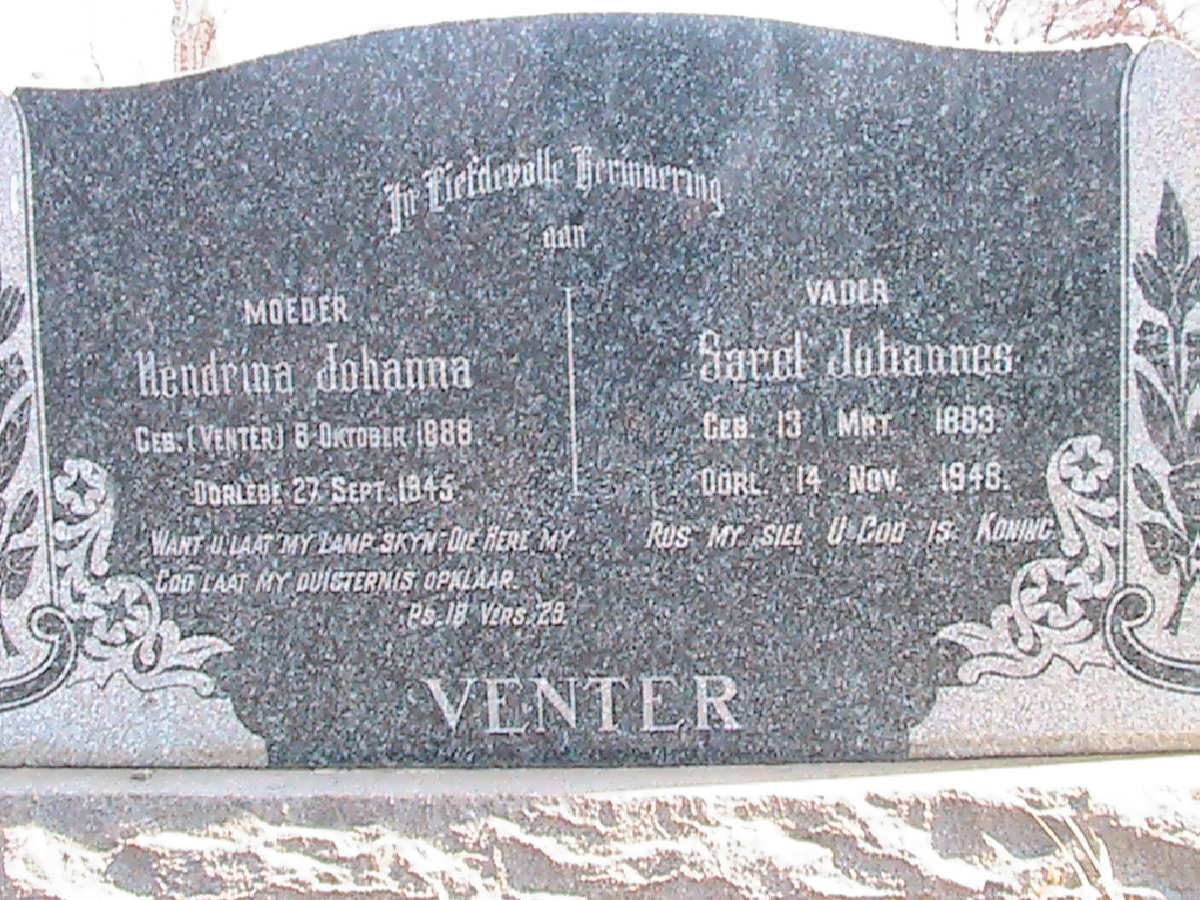 VENTER Sarel Johannes 1883-1948 &amp; Hendrina Johanna VENTER 1888-1945