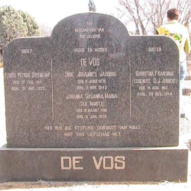 VOS Dirk Johannes Jacobus 1875-1943, de &amp; Johanna Susanna Maria MARITZ 1881-1928