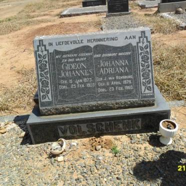 VOLSCHENK Gideon Johannes 1873-1955 &amp; Johanna Adriana J. Van RENSBURG 1875-1960
