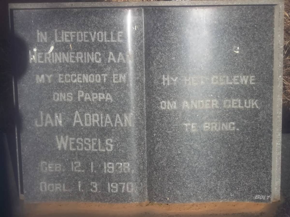 WESSELS Jan Adriaan 1938-1970