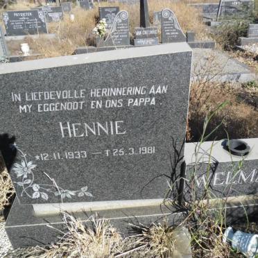 WELMAN Hennie 1933-1981