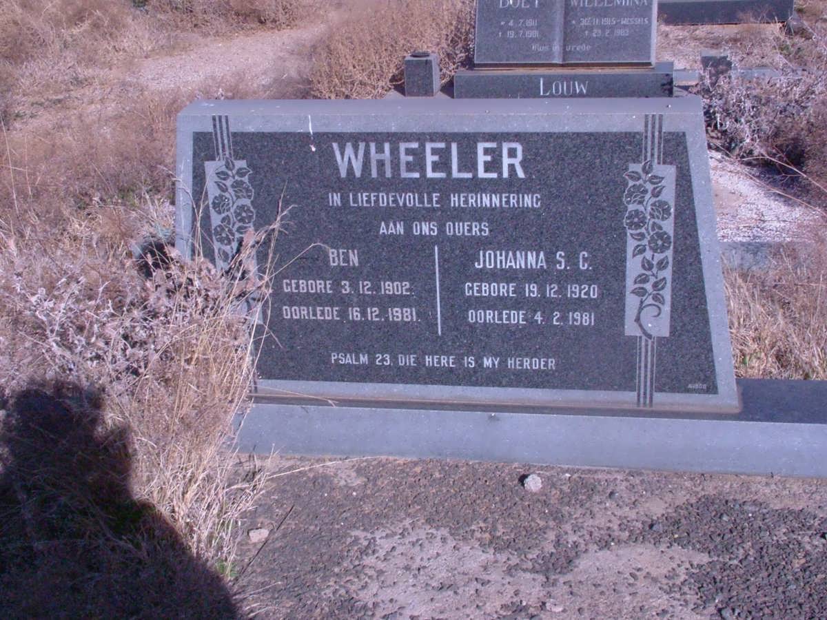 WHEELER Ben 1902-1981 &amp; Johanna S.C. 1920-1981