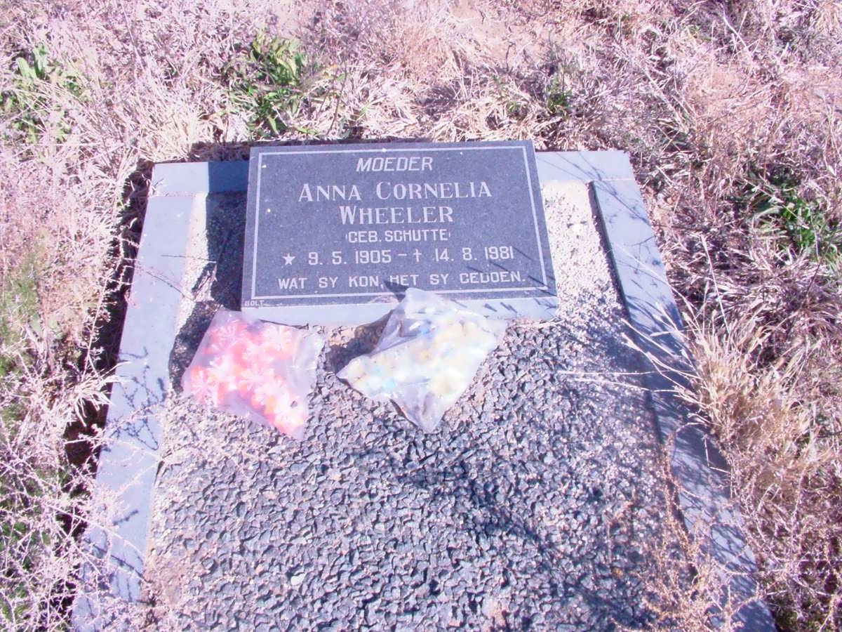 WHEELER Anna Cornelia nee SCHUTTE 1905-1981