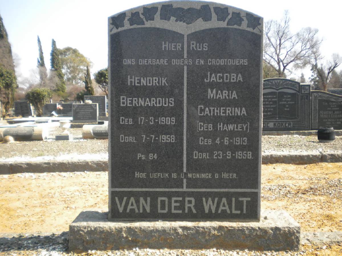 WALT Hendrik Bernardus, van der 1909-1958 &amp; Jacoba Maria Catherina HAWLEY 1913-1958
