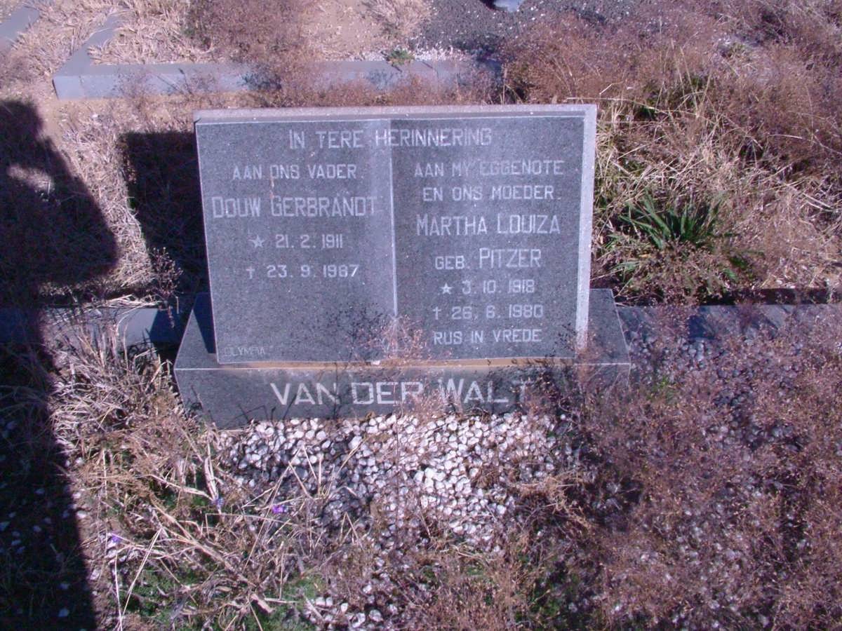 WALT  Douw Gerbrandt, van der 1911-1987 &amp; Martha Louiza PITZER 1918-1980